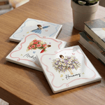 Personalized Birth Flower Girl 11 oz 15 oz Ceramic Mug with Name and Coaster Mother's Day Birthday Gift for Mom Girl