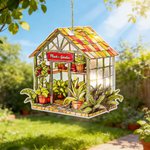 Personalized Faux Stained Glass Greenhouse Acrylic Suncatcher Ornament with Text Home Decor Birthday Anniversary Gift for Plant Lovers
