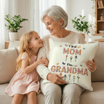 Personalized Faux Yarn Effect Birth Flower First Mom Now Grandma Soft Throw Pillow Cover with Names Mother's Day Gift for Mom Grandma