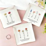 Porte-bijoux en céramique personnalisé avec fleur de naissance nom et texte - Cadeau usage quotidien anniversaire pour amie couple et mariée