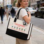 Personalized 1-8 Birth Flowers Butterfly Large Tote Bag with Names and Year Travel Accessories Mother's Day Birthday Gift for Mom Grandma