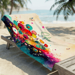 Personalized Watercolor Floral Design Quick Dry Oversized Microfiber Beach Towel with Name Beach Party Holiday Gift for Family Friends