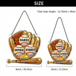 Personalised Baseball Glove Design Acrylic Hanging Ornament with 1-8 Names and Text Home Decor Mother's Day Birthday Gift for Mom Baseball Fan