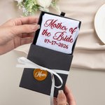 Mouchoir carré 100 % coton brodé avec boîte cadeau et plaque d'identité Cadeau de mariage pour père et mère