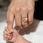 Personalized Sterling Silver Heart Photos Locket Ring with Engraved Text Mother's Day Birthday Gift for Mom Family