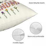 Personalized Faux Yarn Effect Birth Flower First Mom Now Grandma Soft Throw Pillow Cover with Names Mother's Day Gift for Mom Grandma
