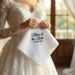 Mouchoir carré 100 % coton brodé avec boîte cadeau et plaque d'identité Cadeau de mariage pour père et mère