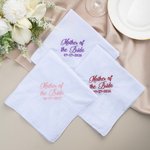 Mouchoir carré 100 % coton brodé avec boîte cadeau et plaque d'identité Cadeau de mariage pour père et mère