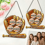 Personalised Baseball Glove Design Acrylic Hanging Ornament with 1-8 Names and Text Home Decor Mother's Day Birthday Gift for Mom Baseball Fan