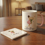Personalized Birth Flower Girl 11 oz 15 oz Ceramic Mug with Name and Coaster Mother's Day Birthday Gift for Mom Girl