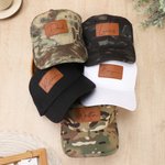 Personalised PU Leather Name Patch Camo Baseball Cap Daily Use Birthday Father's Day Gift for Dad Man