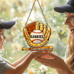 Personalised Baseball Glove Design Acrylic Hanging Ornament with 1-8 Names and Text Home Decor Mother's Day Birthday Gift for Mom Baseball Fan