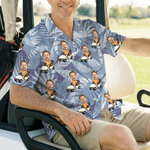 Personalized Face Photo Golf Elements Hawaiian Style Short-Sleeved Shirt Funny Birthday Anniversary Gift for Golf Players
