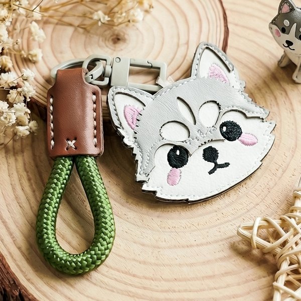 Personlig tecknad hund Nyckelring i PU-läder med namn Daglig användning Jubileum Födelsedagspresent för djurägare och älskare