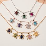 Personalized 1-6 Sea Turtle Birthstones Zircon Sterling Silver Necklace Dainty Jewellery Anniversary Birthday Gift for Women Turtle Lovers
