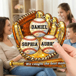 Personalised Baseball Glove Design Acrylic Hanging Ornament with 1-8 Names and Text Home Decor Mother's Day Birthday Gift for Mom Baseball Fan