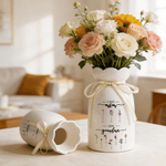 Personalised Birth Flower Ceramic Vase with 1-10 Names Mother's Day Birthday Gift for Mother Grandmother