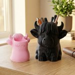 Personalised Multicolour Highland Cow Multi-Size Pen Holder with Name Desk Decor Daily Use Birthday Gift for Highland Cow Lovers Students Teachers