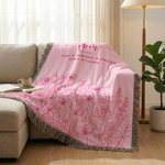 Personalised Hand-Painted Flowers Soft Tassel Throw Blanket with Names and Year Home Decor Mother's Day Birthday Gift for Mom Grandma