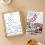 Personalised Watercolor Photo Light Painting Acrylic Frame Desk Decor Anniversary Birthday Gift for Family Friends Couples