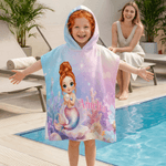 Personalisierte niedlichen Cartoon Meerjungfrau überdimensioniert schnell trocken Kind Kapuzen Strandtuch mit Namen Sommer Urlaub Party Geburtstag Geschenk für Mädchen