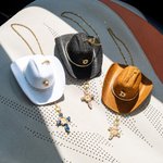 Personalized Cowboy Hat Zircon Initial Virgin Mary Cross Car Charm Rear View Mirror Decor Communion Baptism Religious Gift for Christians Drivers