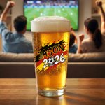 Personalized Colorful Splash Ink 2026 Soccer 16 oz Beer Glass with Name and Year Game Day Birthday Gift for Soccer Players Lovers