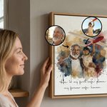 Personalized Watercolor Merge Loved One Pictures Portrait Canvas Prints with Text  Ship from USA Home Decor Sentimental Memorial Gift for Family
