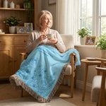 Personalised Hand-Painted Flowers Soft Tassel Throw Blanket with Names and Year Home Decor Mother's Day Birthday Gift for Mom Grandma