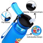 Personalisierte 500 ml Kinder-Trinkflasche im Farbspritzer-Design | mit Tiermuster und Namen | Schulanfang Geburtstag Geschenk für Jungen Mädchen