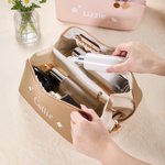 Personalised Name Flower Multi-Compartment PU Leather Makeup Bag with Name Travel Essentials Birthday Gift for Sisters Friends