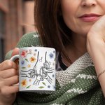 Gepersonaliseerde Keramische Mok met Naam Waterverfbloemen en 1 tot 9 Handjes Moederdag- en Verjaardagscadeau voor Mama en Oma