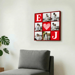 Personalized Nine-Square Grid Photo Giclee Canvas Prints with Letter Title Date Home Decor Ship from USA Anniversary Gift for Family Friend Couple