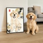Personalised Chinese Ink-Wash Style Pet Photo Canvas Poster Frameless Framed Painting Room Decor Birthday Gift for Friend Pet Owner