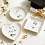 Personalized Graduation Black & White Line Design Minimalist Master Jewellery Tray with Name and Year Graduation Gift for Class of 2026