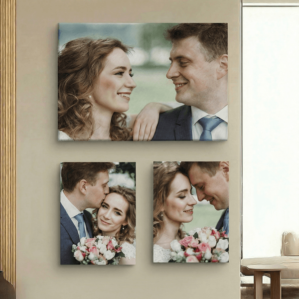 Personalized Photos Canvas Prints Wall Displays Modern Living Room Decor Set of 3 Ship from USA Housewarming Anniversary Gift for Couple