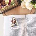 Marcapáginas magnético personalizado con nombre y personaje lector de dibujos animados regalo de cumpleaños para amantes de los libros