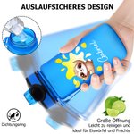 Personalisierte 500 ml Kinder-Trinkflasche im Fruchtsaft-Splash-Design | mit Tiermuster und Namen | Schulanfang Geburtstag Geschenk für Jungen Mädchen