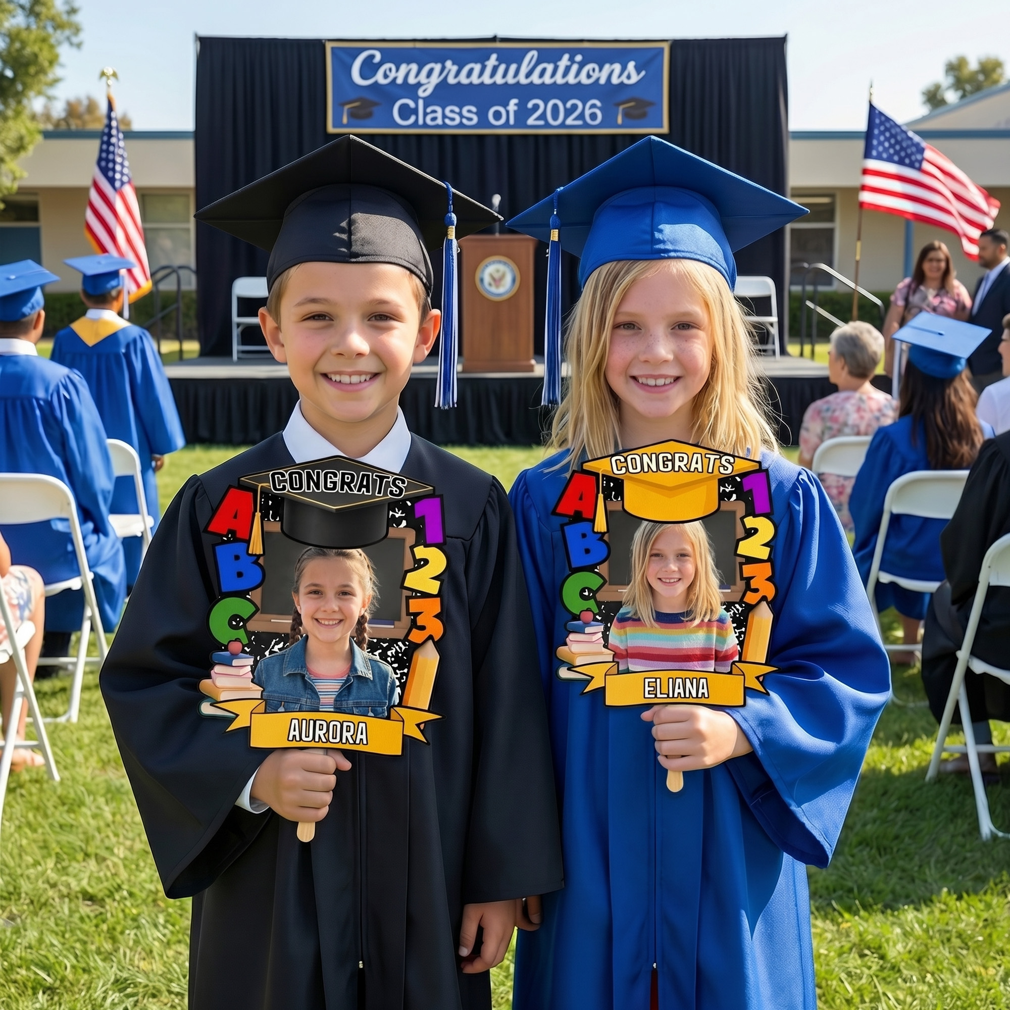 Graduation Handle Personalised Congrats 2026 Graduation Hand Fan with Name and Wooden ...