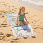 Personalized Cartoon Mermaid Character Initial Quick Dry Beach Towel with Name Outdoor Activities Beach Party Birthday Gift for Girls Besties Family
