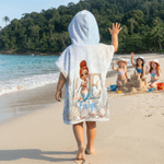 Gepersonaliseerd zeemeermin-karakter initiaal sneldrogend badlaken met capuchon en naam voor buitenactiviteiten strandfeest verjaardagscadeau voor meisjes familie