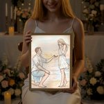 Personalised Watercolor Photo Light Painting Acrylic Frame Desk Decor Anniversary Birthday Gift for Family Friends Couples