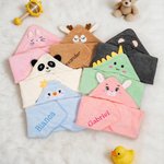 Personalisierte niedliche Tier bestickt Name Hooded Badetuch Sommer Pool Bad Wesentliche Baby Dusche Geburtstag Geschenk für Neugeborene Kinder