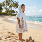 Gepersonaliseerd zeemeermin-karakter initiaal sneldrogend badlaken met capuchon en naam voor buitenactiviteiten strandfeest verjaardagscadeau voor meisjes familie