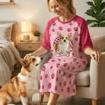 Pyjama de salon personnalisé avec nom et poche pour animaux de compagnie Cadeau d'anniversaire pour Grand-mère Maman Femme Amoureux des animaux de compagnie
