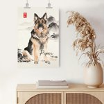 Personalised Chinese Ink-Wash Style Pet Photo Canvas Poster Frameless Framed Painting Room Decor Birthday Gift for Friend Pet Owner