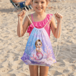 Personalised Cute Cartoon Mermaid Drawstring Bag with Name Summer Vacation Birthday Gift for Girls