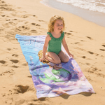 Personalized Cute Cartoon Mermaid Oversized Quick Dry Beach Towel with Name Summer Vacation Birthday Gift for Girls