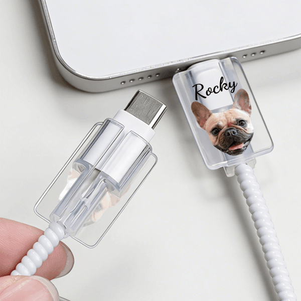 Protecteur de câble transparent avec nom pour chargeur iPhone Type-C Lot de 2 Cadeau d'anniversaire pour la famille et les amis