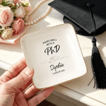 Personalized Graduation Black & White Line Design Minimalist Master Jewellery Tray with Name and Year Graduation Gift for Class of 2026